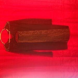 GRIFFLIN Paris Black/Tan Print Dress w/Lace Sleeves